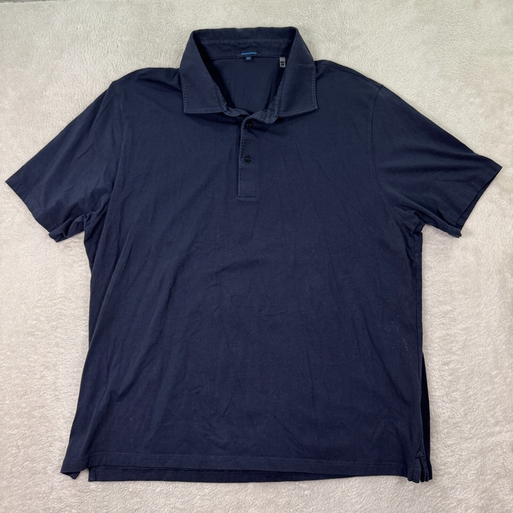 Patrick Assaraf Polo Shirt Men's 3XL Navy Pima Cotton Blend Golfer Performance